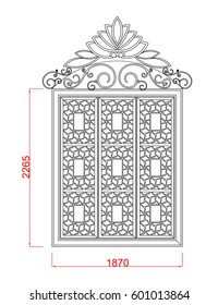 Door and window architectural sketch work vector line art in the white background with dimension