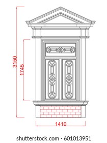 Door and window architectural sketch work vector line art in the white background with dimension