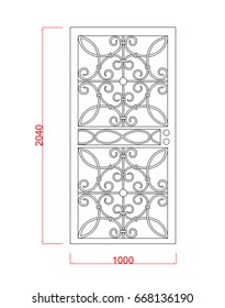 Door and window decorative vector frame with dimension black paint on the white background