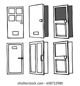 The Door Window Doodle Illustration Vector