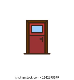 Door with window filled outline icon, line vector sign, linear colorful pictogram isolated on white. Closed glass door entrance symbol, logo illustration. Pixel perfect vector graphics