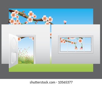 Door and Window Frame for Your Own Background (Vector)