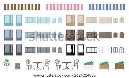 Door and window illustration material set