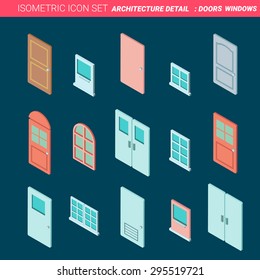 door and window isometric flat icon vector illustration for detailed architecture illustration
