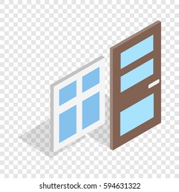 Door and window isometric icon 3d on a transparent background vector illustration