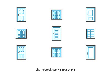 Door window line icon set vector door window line icons