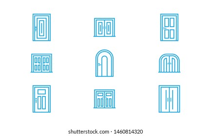 Door window line icon set vector door window line icons