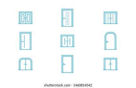 Door window line icon set vector door window line icons