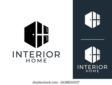 door and window logo. furniture interior decoration vector design concept
