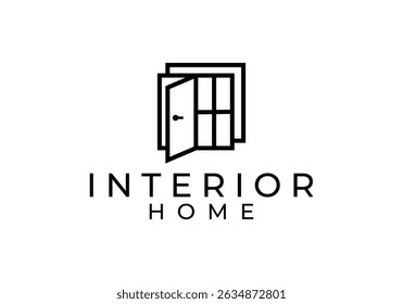 door and window logo. home furniture interior decoration vector design concept	
