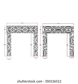 Door and window railing with dimension sketch variants