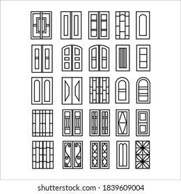 door and window style outline vector design collection