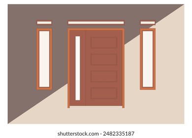 door and window vector image, cool icon, interior concept.