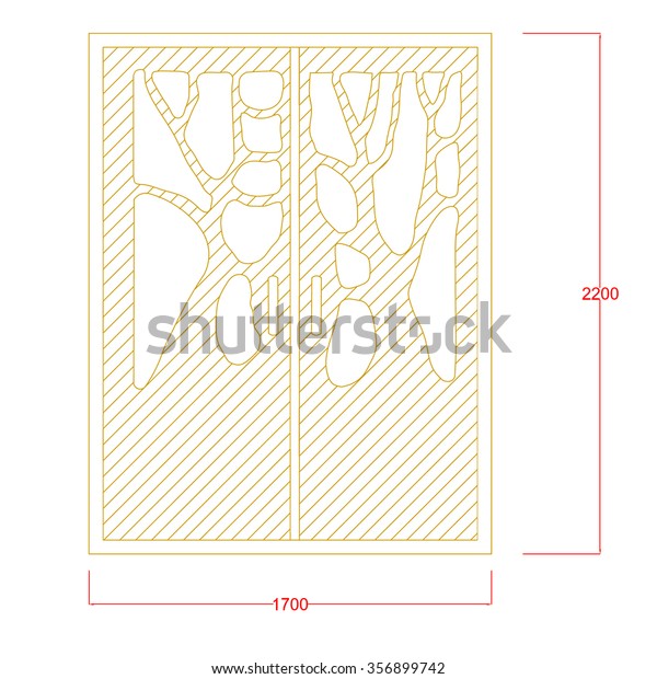 Door Wood Carving Different Design Double Stock Vector