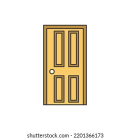 Door wood icon in color, isolated on white background 