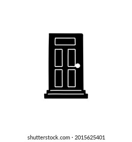 door, wooden entrance icon in solid black flat shape glyph icon, isolated on white background 