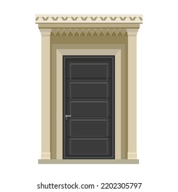 Door of wooden vector cartoon icon. Vector illustration old door on white background. Isolated cartoon illustration icon wood door of house .