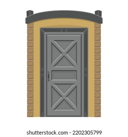 Door of wooden vector cartoon icon. Vector illustration old door on white background. Isolated cartoon illustration icon wood door of house .