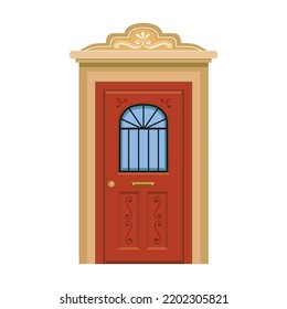 Door of wooden vector cartoon icon. Vector illustration old door on white background. Isolated cartoon illustration icon wood door of house .