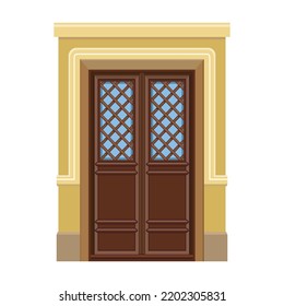 Door of wooden vector cartoon icon. Vector illustration old door on white background. Isolated cartoon illustration icon wood door of house .