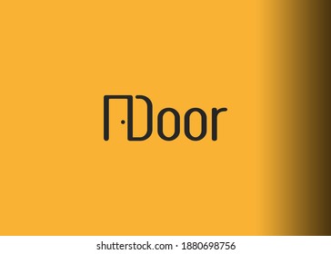 Diseño del logo de la marca de la puerta. Ilustración vectorial de la puerta minimalista con las iniciales D. Diseño de logotipo moderno con estilo de arte lineal.