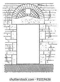 Door, XI century, vintage engraved illustration. Dictionary of words and things - Larive and Fleury - 1895.