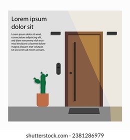 Doorbell camera Frontdoor security. smart home Device.video security camera,smart life internet of things. Design illustration Flat design vector minimal Style.