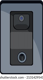 Doorbell with camera, illustration, vector on a white background.