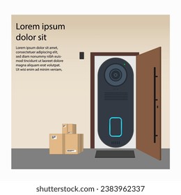 Doorbell camera . smart home Device.video security camera,smart life internet of things. Design illustration Flat design vector minimal Style.