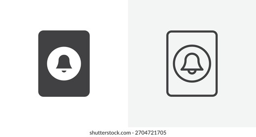 Türklingel-Symbol. Sammlung von bearbeitbaren Strichlinien und Volumenkörper-Flachstilen.