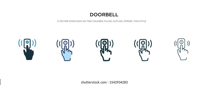 doorbell icon in different style vector illustration. two colored and black doorbell vector icons designed in filled, outline, line and stroke style can be used for web, mobile, ui