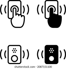 Icono de timbre con mano, vector