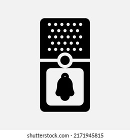 Icono de timbre en un estilo sólido sobre el hogar inteligente, uso para presentación de aplicaciones móviles del sitio web