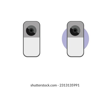 doorbell on the wall of the house with a surveillance camera vector illustration, The female hand presses a button doorbell with camera and intercom vector design for new business