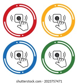 Doorbell, push, bell, home, call, click, hand, pres line icon set