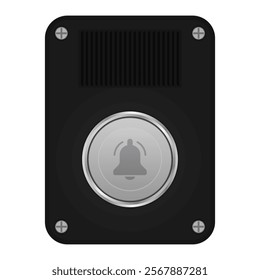 Doorbell with speaker grille and button with a bell symbol. Vector illustration isolated on white