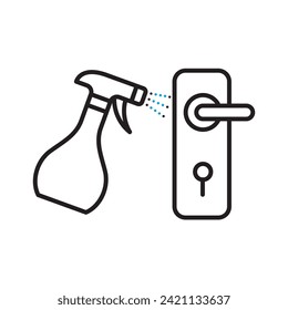 Icono de limpieza del pomo de la puerta. Icono de vector de línea en fondo blanco. Elementos de diseño de alta calidad. Razo de estilo lineal editable. Icono de vector
