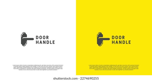 Doorknob door knob door handle logo design illustration. Doorknob silhouette silhouette. Simple retro vintage flat classic design.