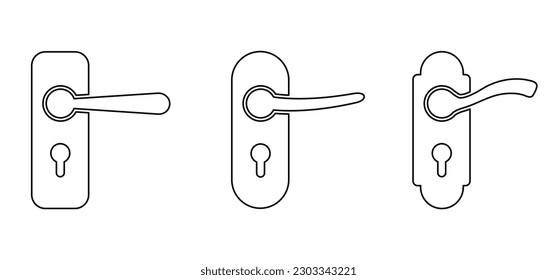 Doorknob with keyhole icon Vector sign Door knob front for close or open door Doorway key pictogram Exit or entry Home, house, hotel Inside, outside or lock, unlock privacy Flat Metal old door handle