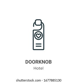 Doorknob outline vector icon. Thin line black doorknob icon, flat vector simple element illustration from editable hotel concept isolated stroke on white background