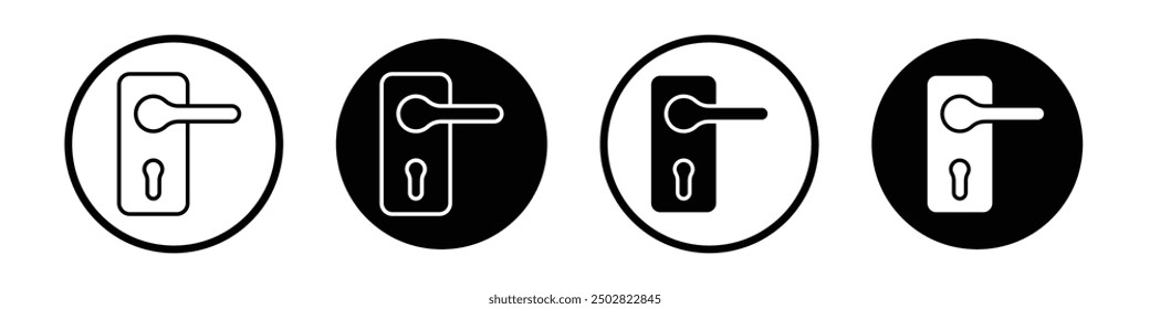 Doorknob vector icon set black filled and outlined style.