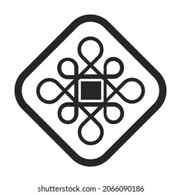 Türknauf, Vektorsymbol.Schwarz, Vektorsymbol einzeln auf weißem Hintergrund, Türknauf.