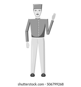 Doorman icon. Gray monochrome illustration of doorman vector icon for web