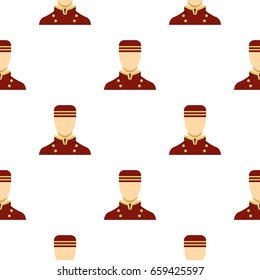 Doorman in red uniform pattern seamless flat style for web vector illustration