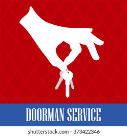 Doorman simple icon isolated on red background. bellboy icon. bellboy icon. bellhop vector illustration