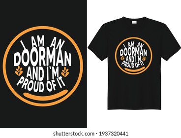 Doorman t-shirt design vector template