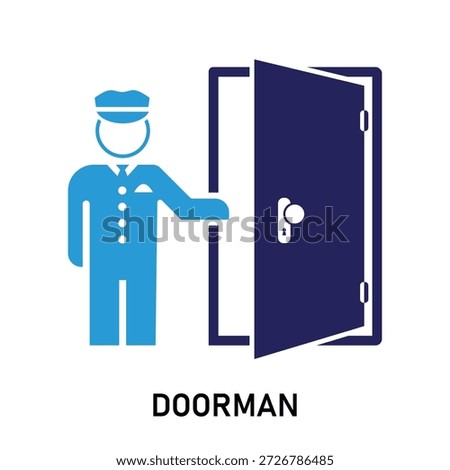 Doorman vector icon uniformed man opening door hospitality service concept vector element