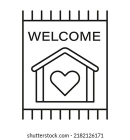 Doormat, carpet concept line icon. Simple element illustration. Doormat, carpet concept outline symbol design from family set. Can be used for web and mobile on white background