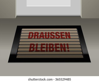 Doormat with german text that says to stay outside: Draussen bleiben!