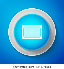 Doormat icon isolated on blue background. Welcome mat sign. Circle blue button. Vector Illustration